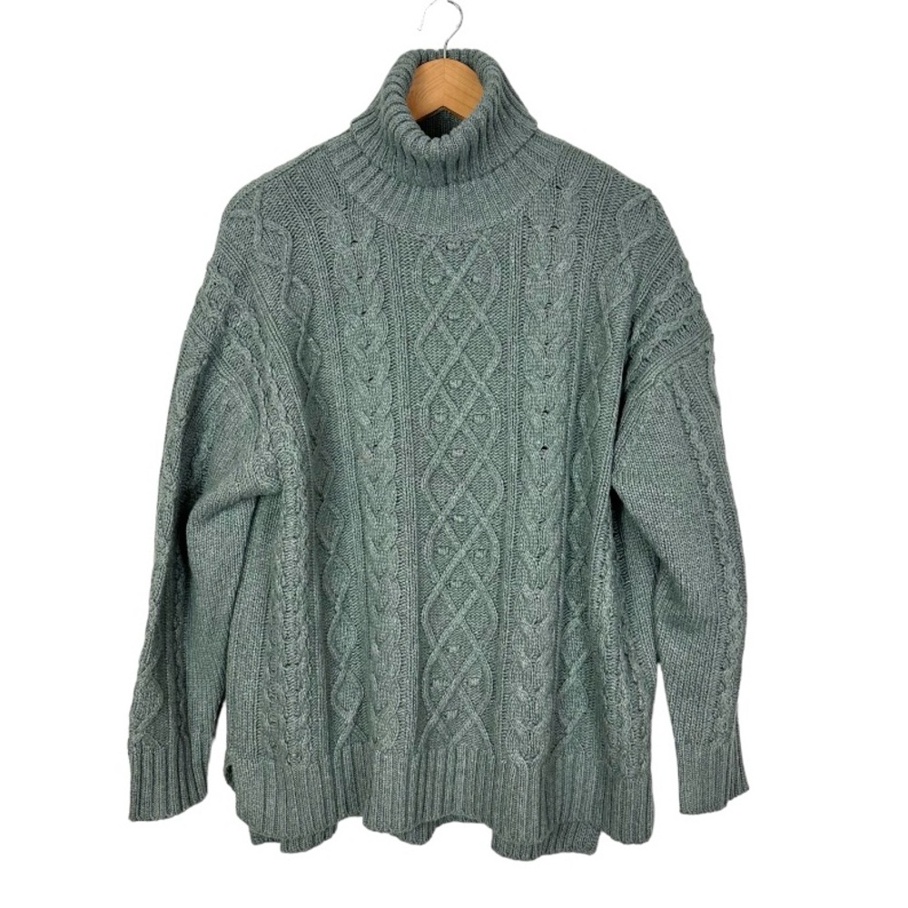Tuckernuck Sage Green Cable Knit Turtleneck Sweater